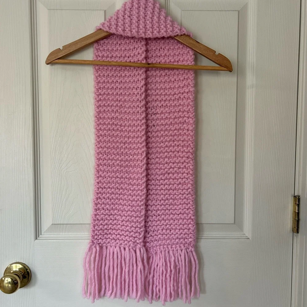 Handmade Cozy Pink Knit Scarf